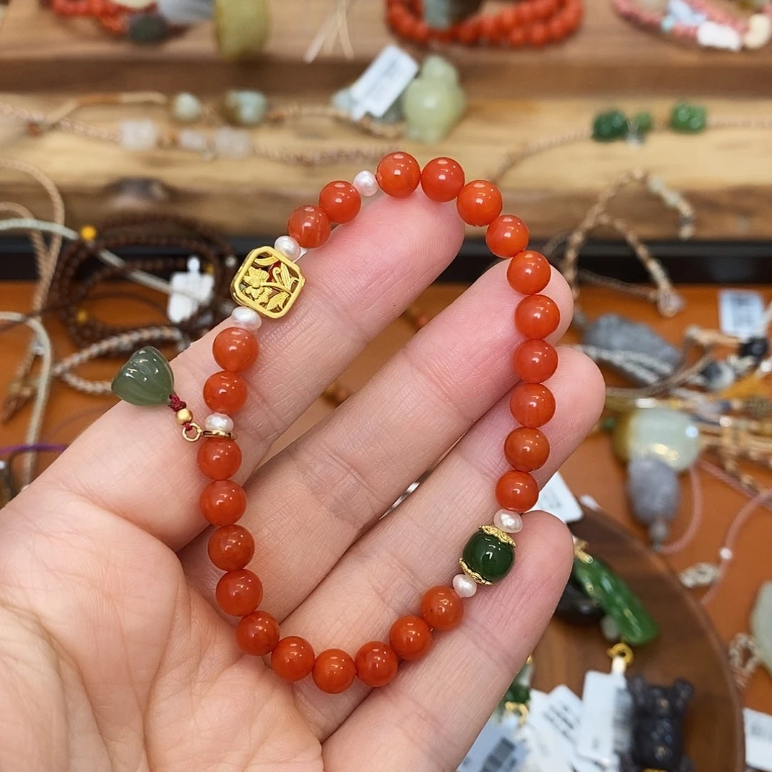 南红玛瑙手链合金