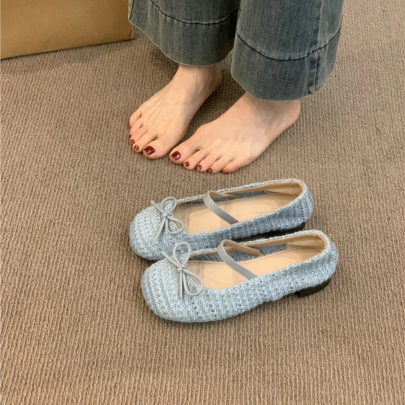 晚晚风波西米亚芭蕾单鞋女夏季新款复古手工编织镂空透气玛丽珍鞋