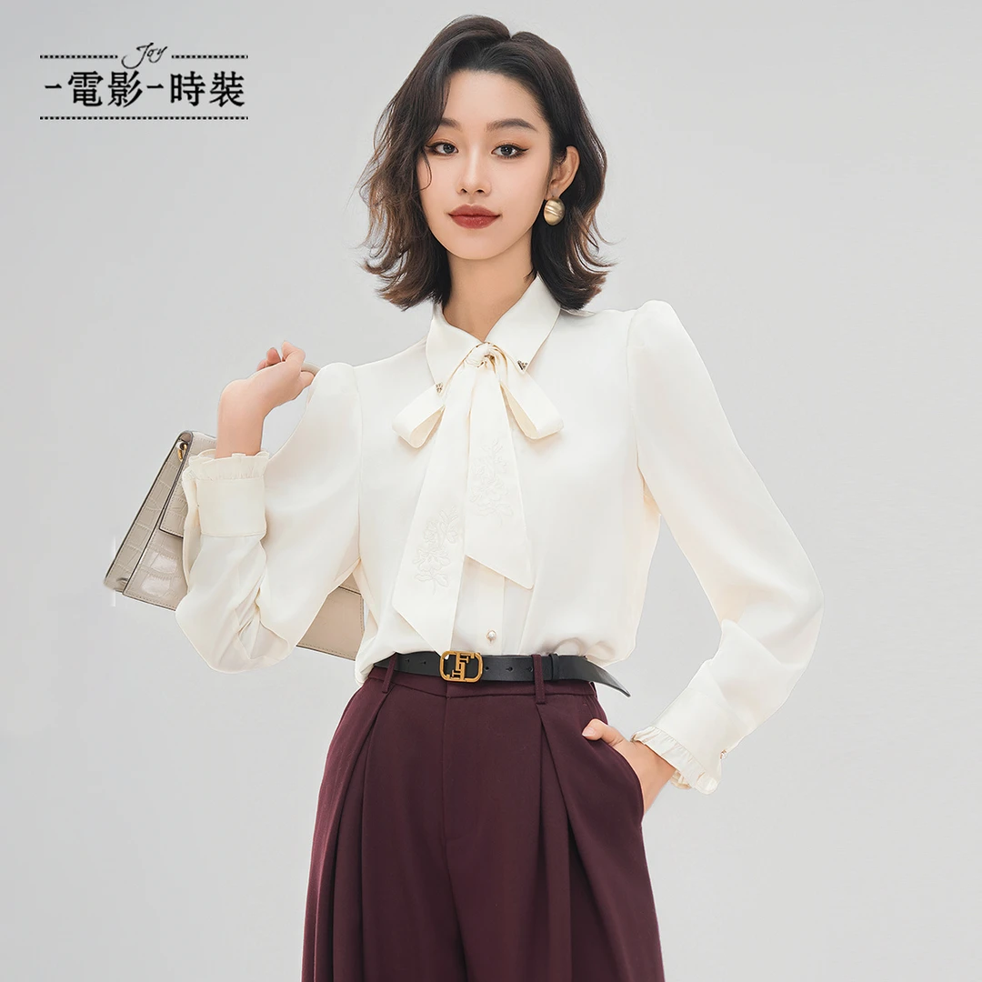【老板娘夏天】一电影一时装复古通勤长袖飘带衬衫FGBS811132