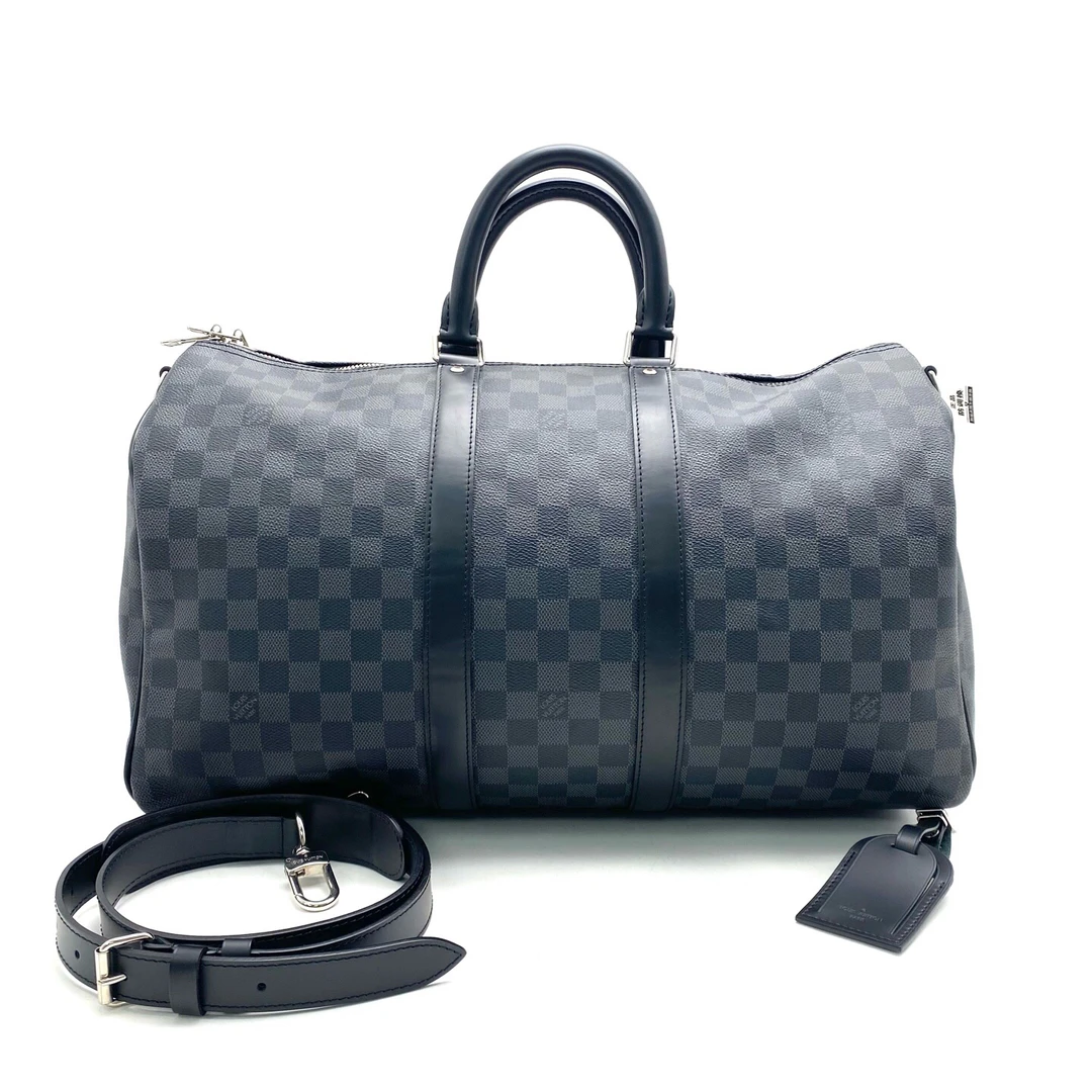 99新 LouisVuitton/路易威登 LV 黑棋盘格keepall45旅行袋 45/27