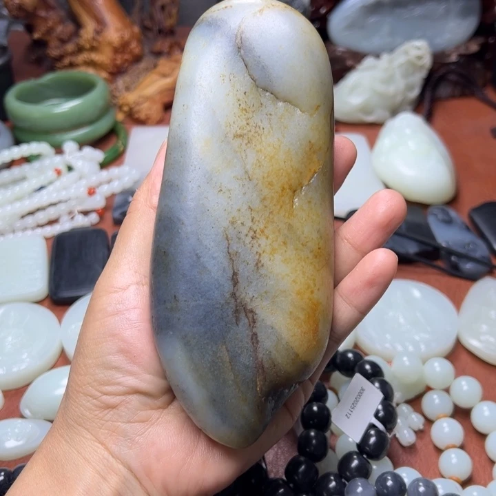 和田玉未镶嵌摆件老*