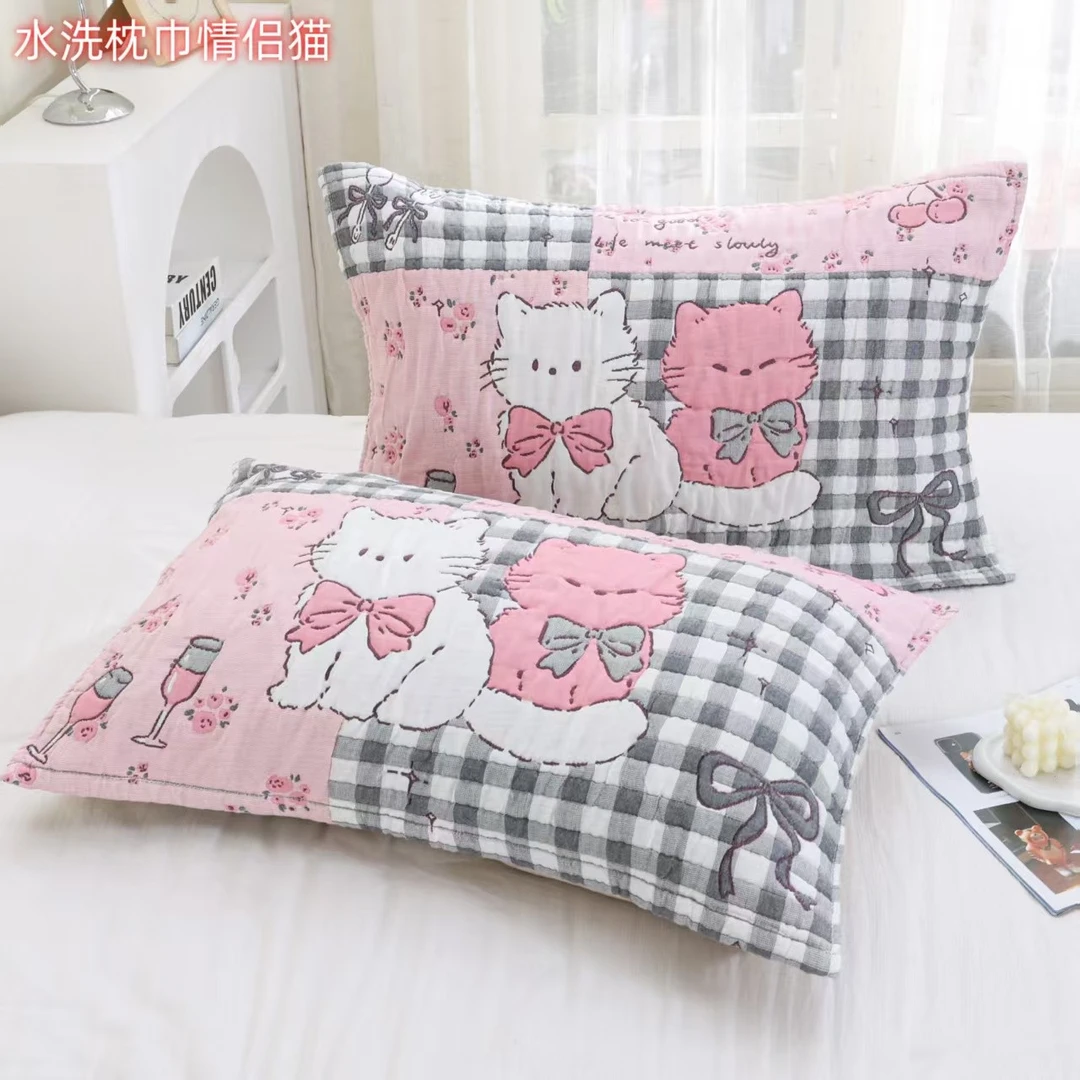 【情侣猫】52*78cm 全棉舒适亲肤枕巾一对装
