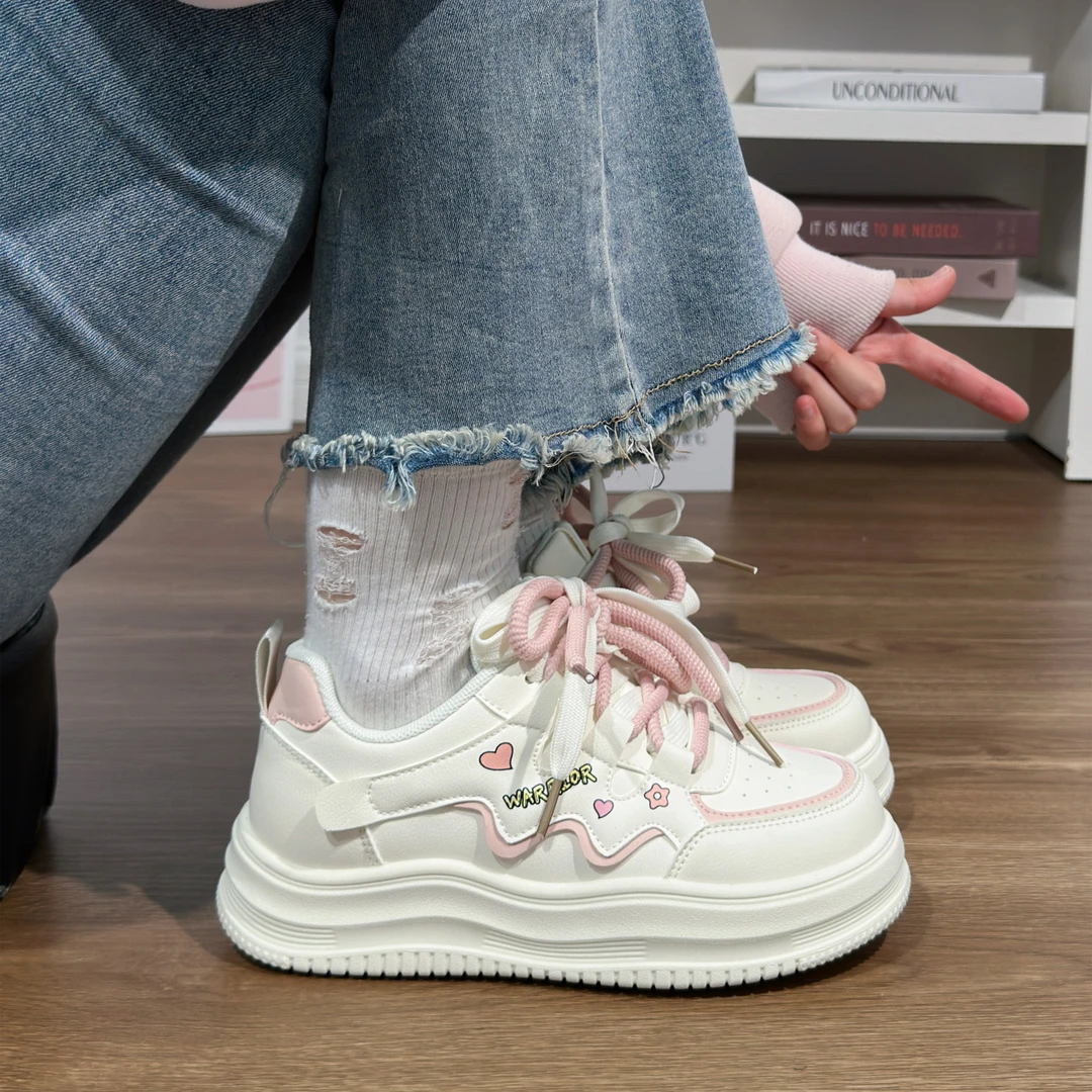 回力草莓粉厚底运动板鞋女夏季2025新款爆款透气韩版学生小白鞋子