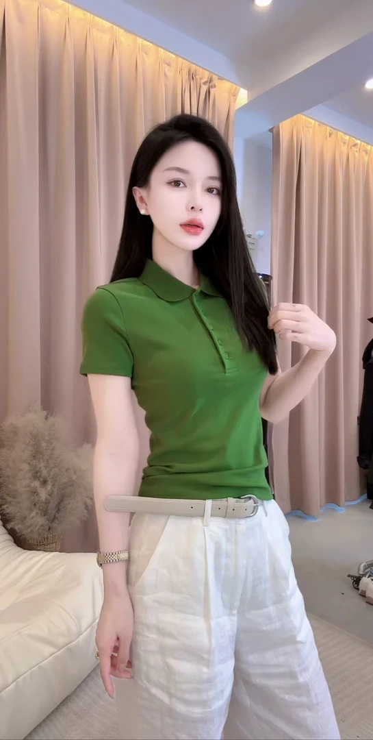 常规短袖通勤森系抗皱POLO领T恤ins韩版潮流