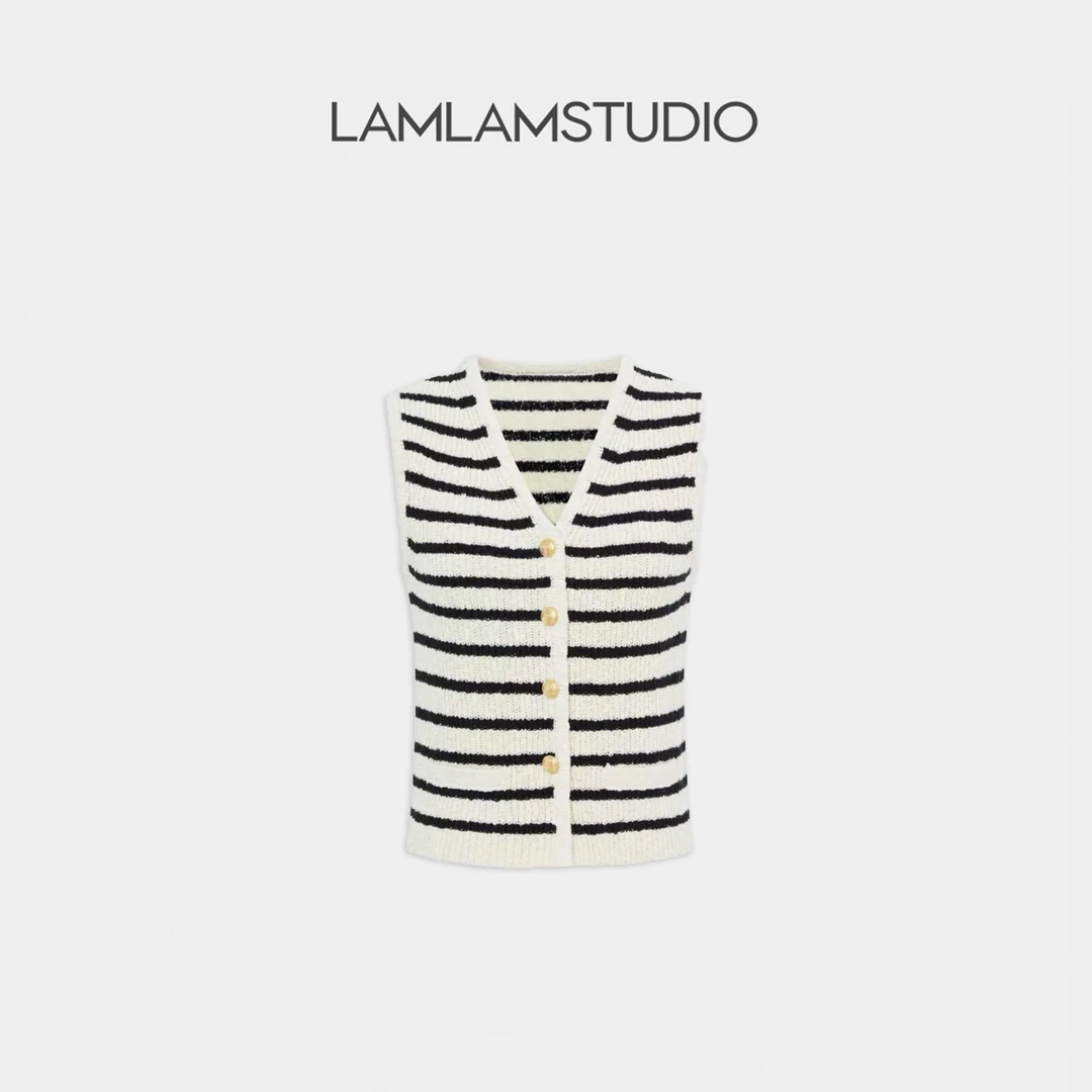 “法式魅织”气质短款时尚百搭条纹无袖 张一琳 L251086M