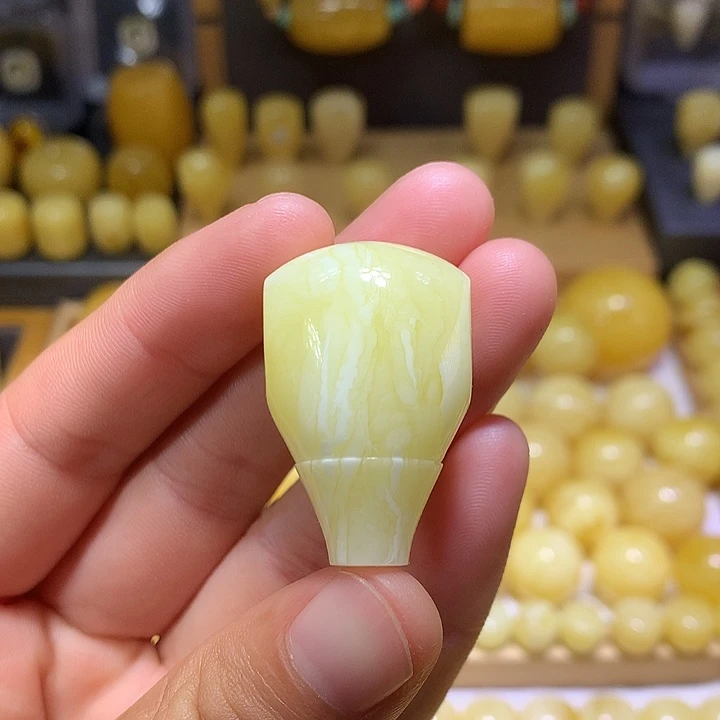 蜜蜡未镶嵌裸石天然原矿浓白花虎皮三通22