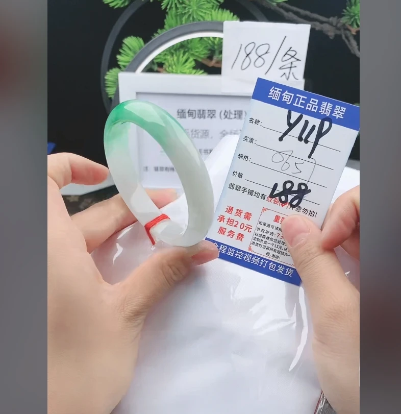 Y119缅甸翡翠手镯处理【一物一证】实物以直播间为准带证书发货