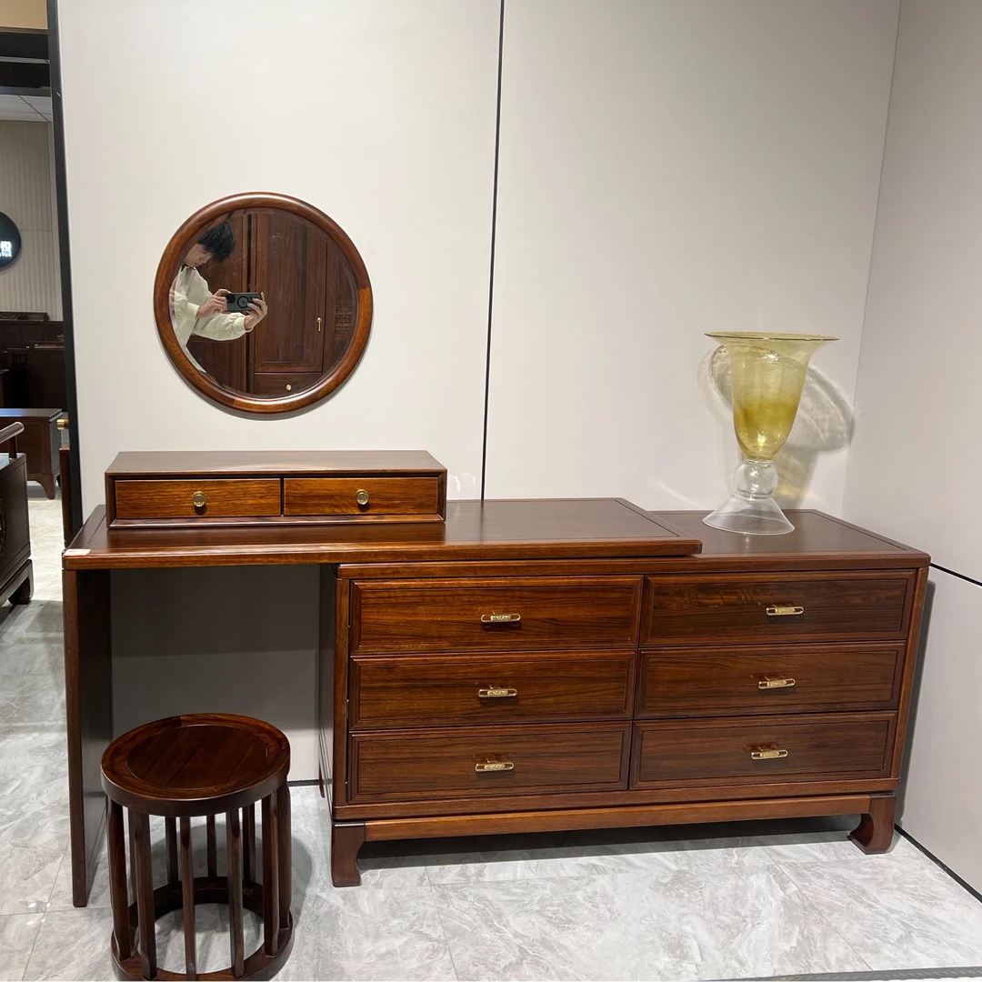 （聚诚优选）1300*1300*450乌金木新中式六斗梳妆台家用客厅