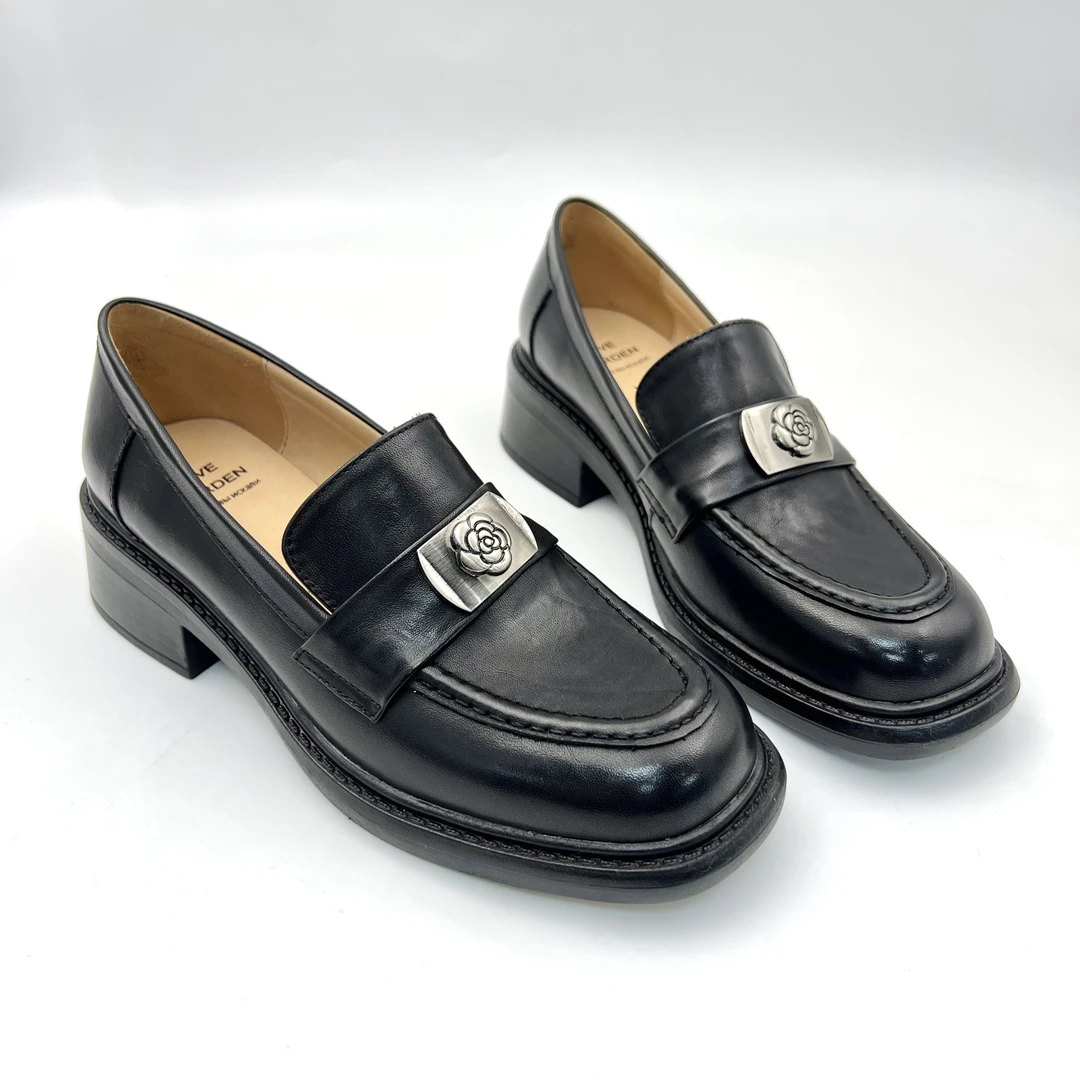 头层牛皮中跟4cm圆头乐福鞋软底软面里外植鞣全牛皮小皮鞋