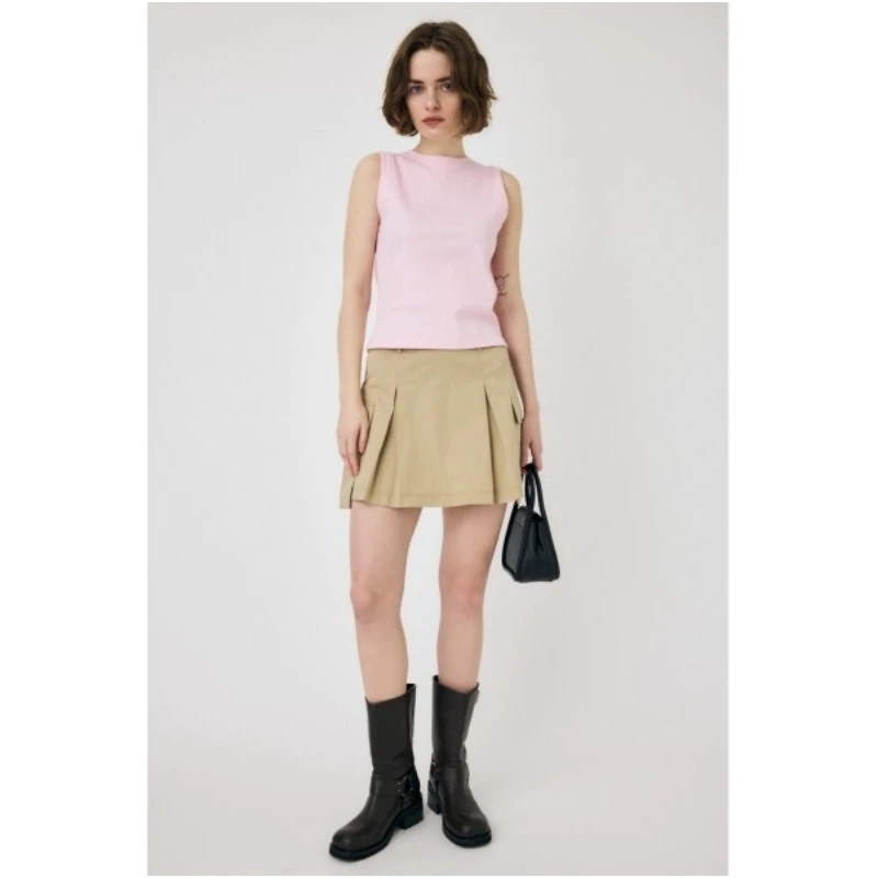 【Montendre】 M 短款高腰纯色短裙口袋百搭百褶显瘦半身裙