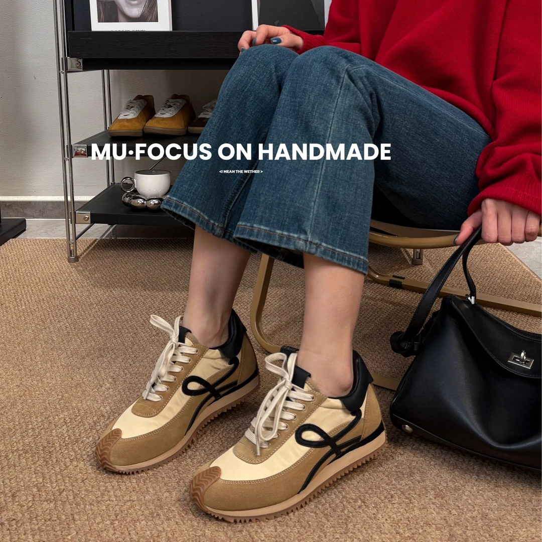 阿甘鞋女春秋新款韩版时尚百搭复古拼色内增高厚底轻便230219