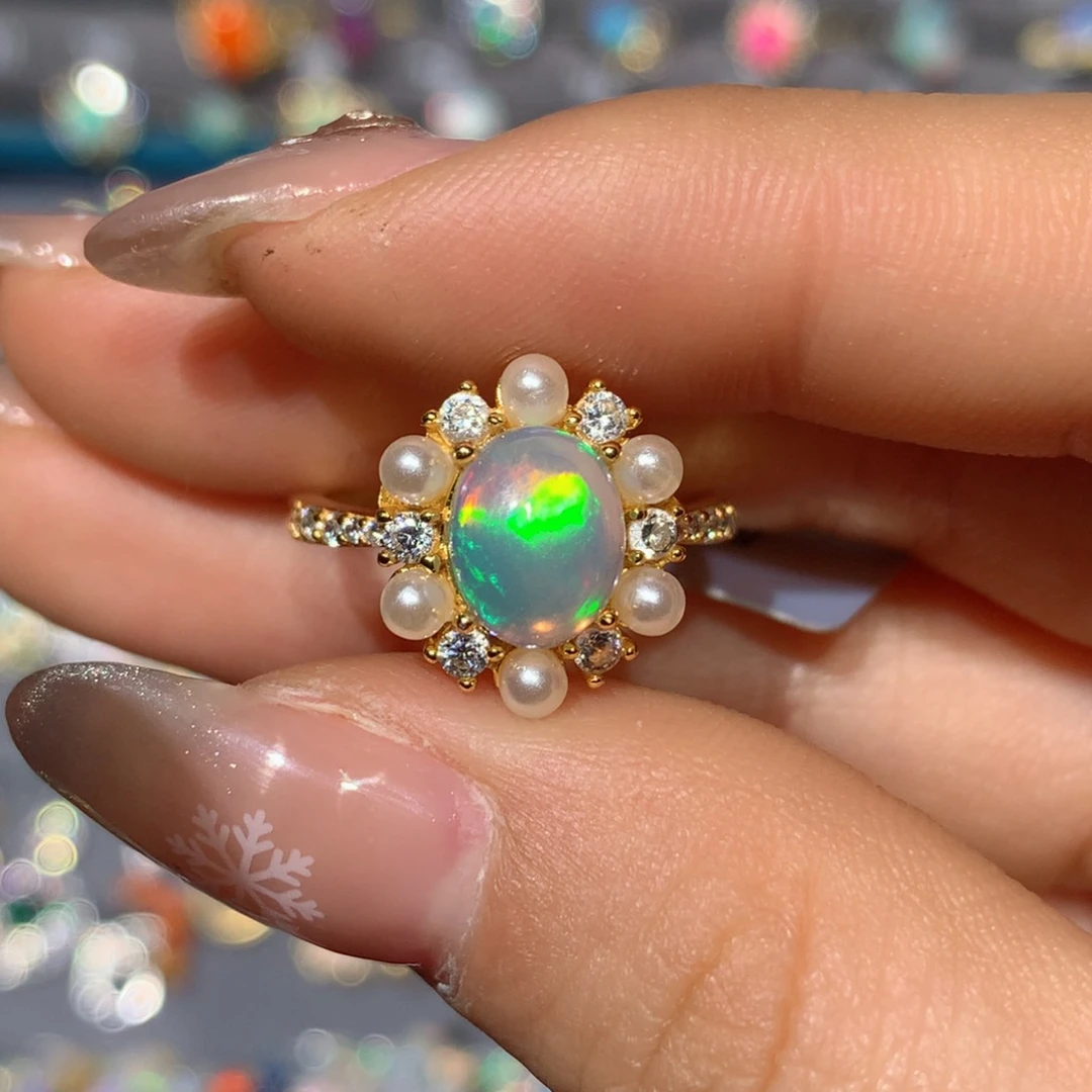 欧泊戒指h银S925镶嵌J**n福利