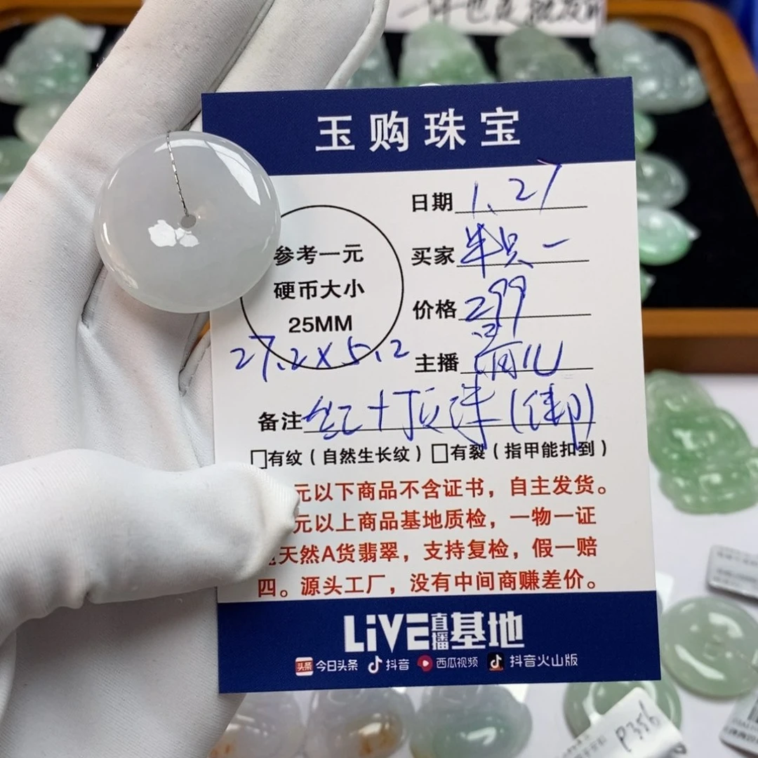 翡翠颈饰未镶嵌半**驼平安扣