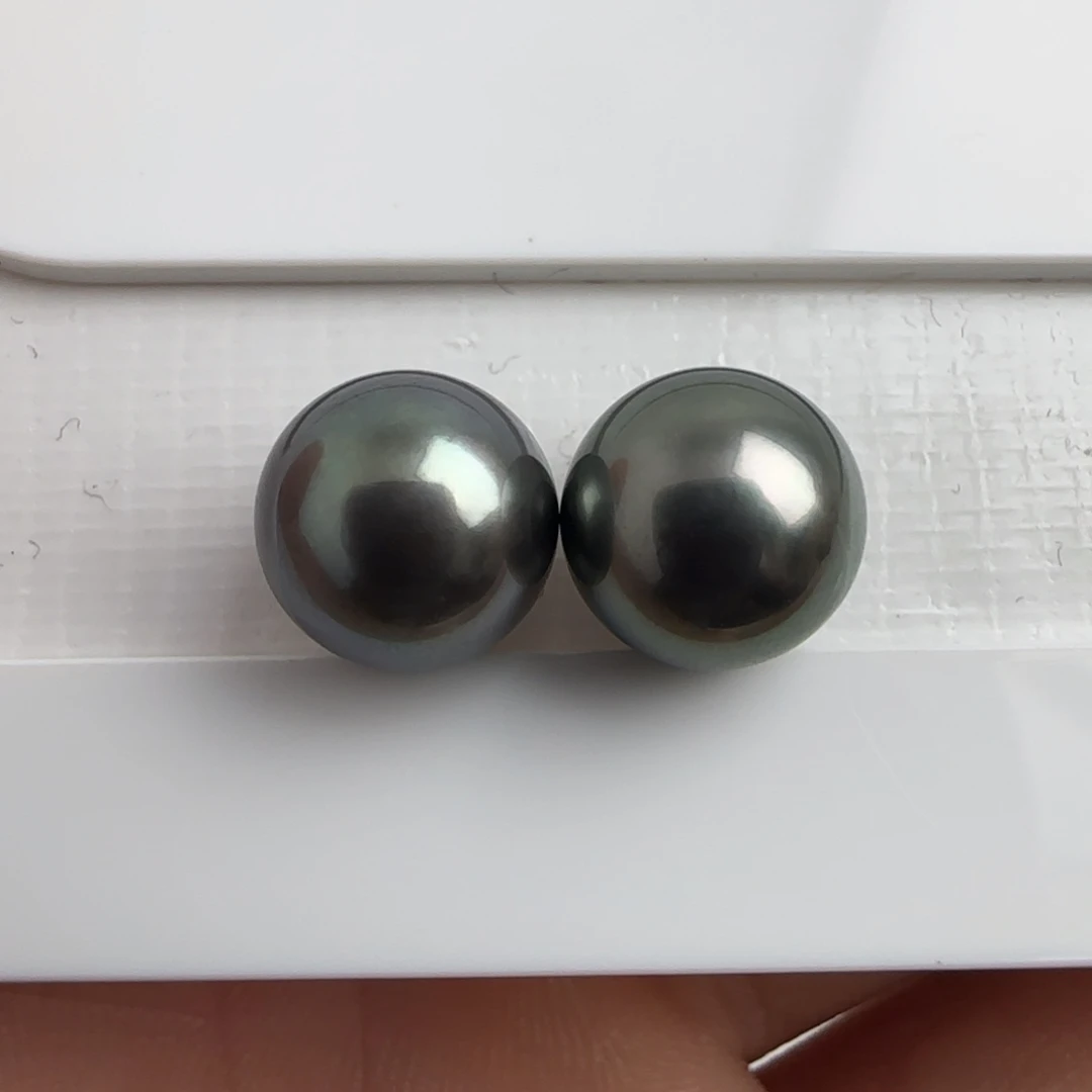 海水珍珠18K金镶嵌耳饰大溪地9.5耳钉