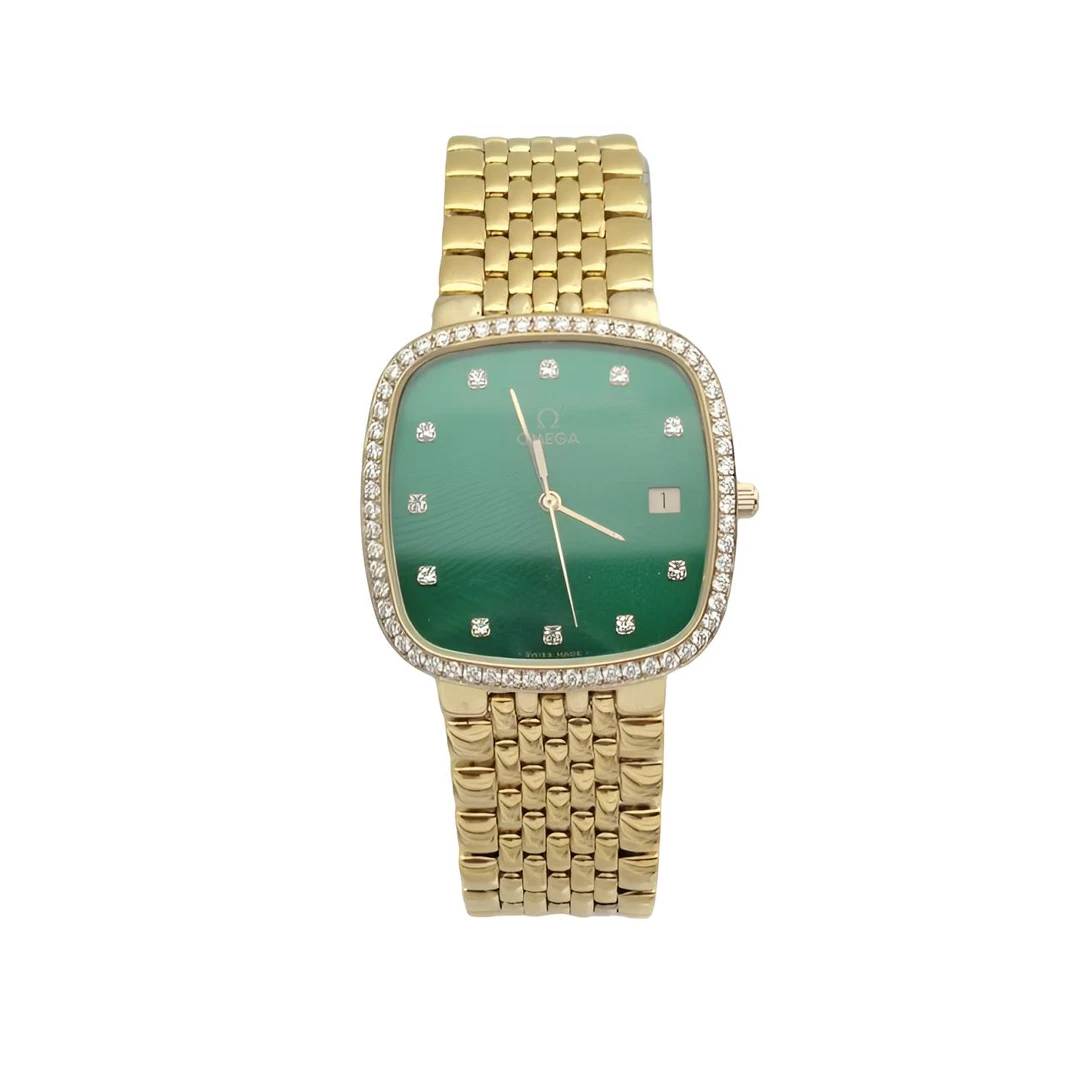 95新 Omega/欧米茄 欧米茄石英绿方盘手表/表径30/后钻