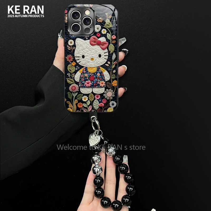 电镀玻璃园丁KT猫适用苹果17PROMAX华为vivo小米oppo手链手机壳