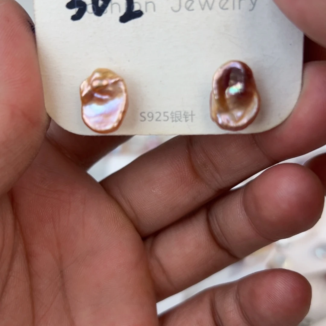 淡水珍珠耳饰银S925镶嵌