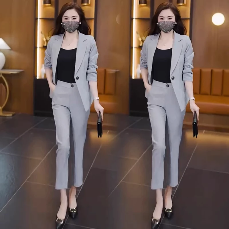 职业西装套装女春秋季新款时尚气质显瘦女神范休闲西服西裤两件套