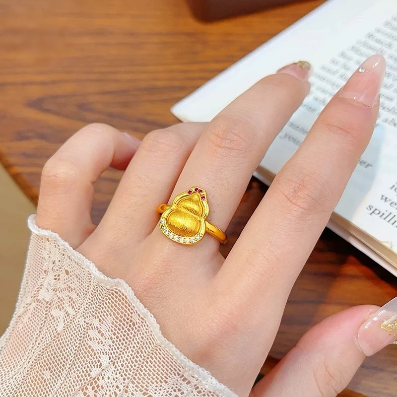 足银戒指 拉丝葫芦戒指轻奢气质时尚百搭