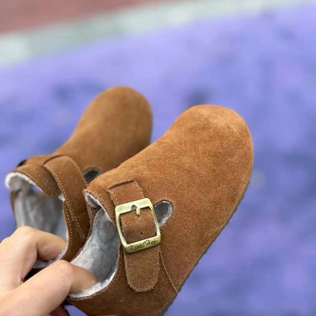 韩系儿童加绒博肯鞋男女童宝宝冬季毛毛鞋韩版小童棉鞋豆豆鞋皮鞋