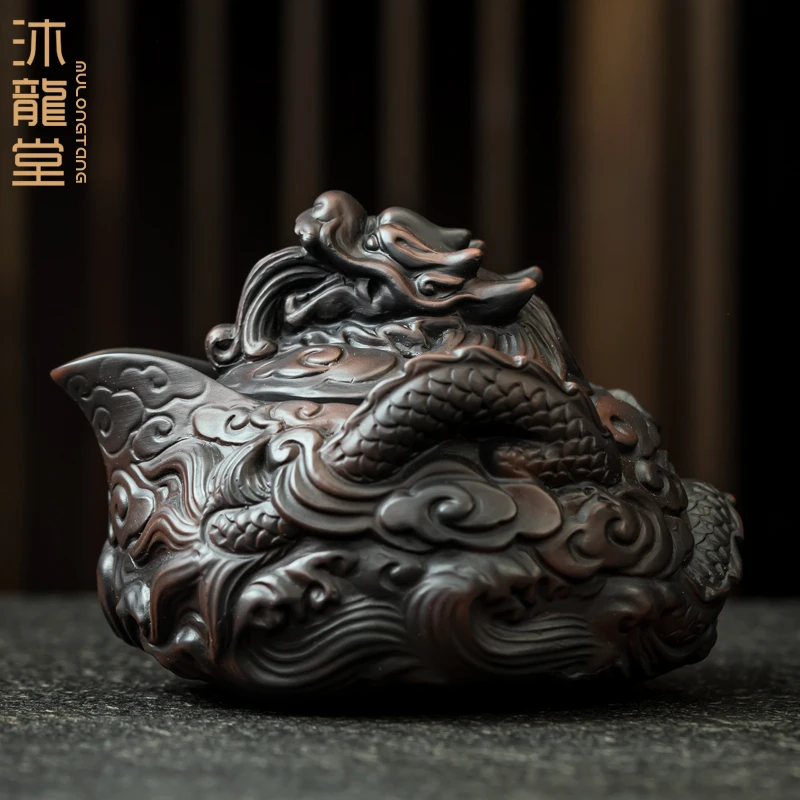 紫陶茶壶高档手工泡茶专用小号功夫茶具紫砂壶复古家用防烫手抓壶