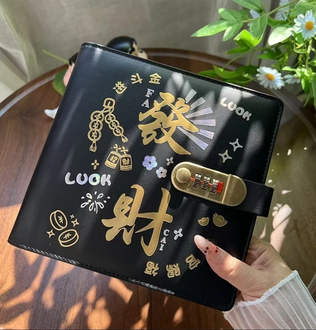 2025年大容量发财现金存钱本密码锁万元存钱夹钱册只放钱网红攒钱