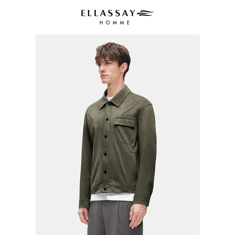 ELLASSAY歌力思男装25秋新款麂皮绒透气抗皱翻领夹克EME363W01000