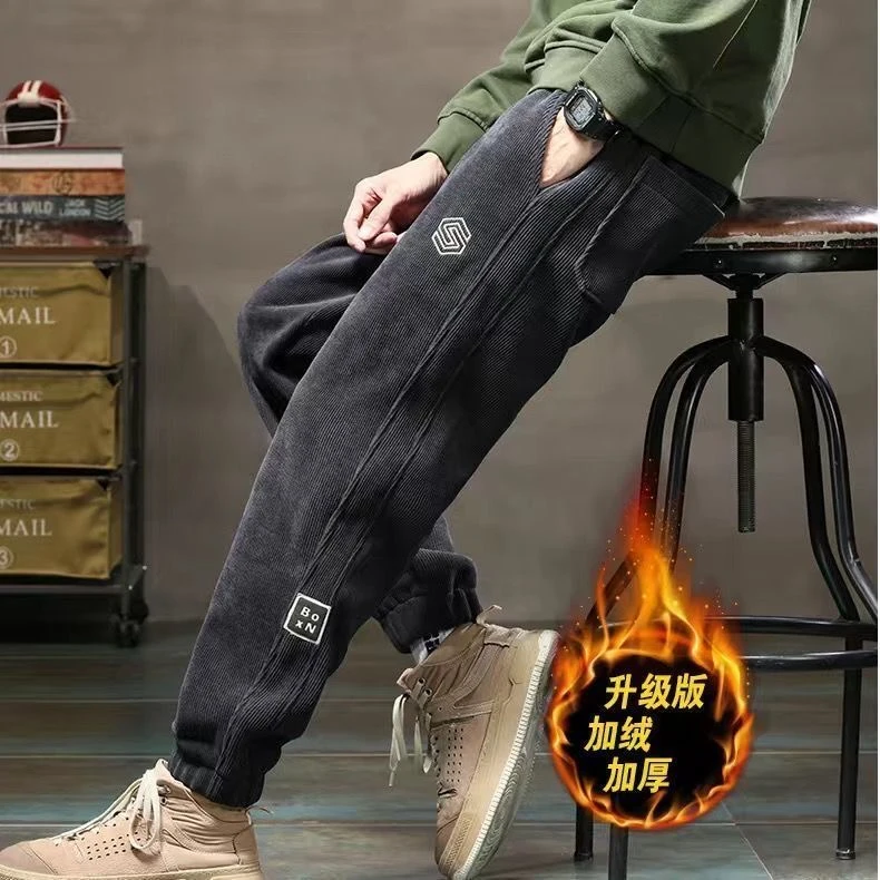 加绒加厚男裤冬款裤子男装秋冬款灯芯绒加绒裤冬季男裤灯芯绒男裤