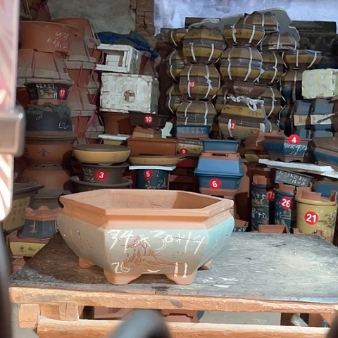 紫砂花盆六方一个