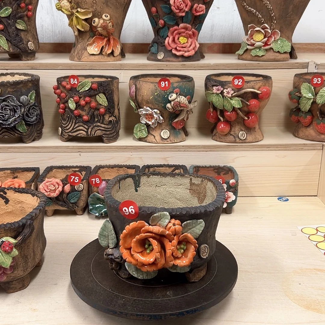 紫砂花盆96号内口17×15外高13