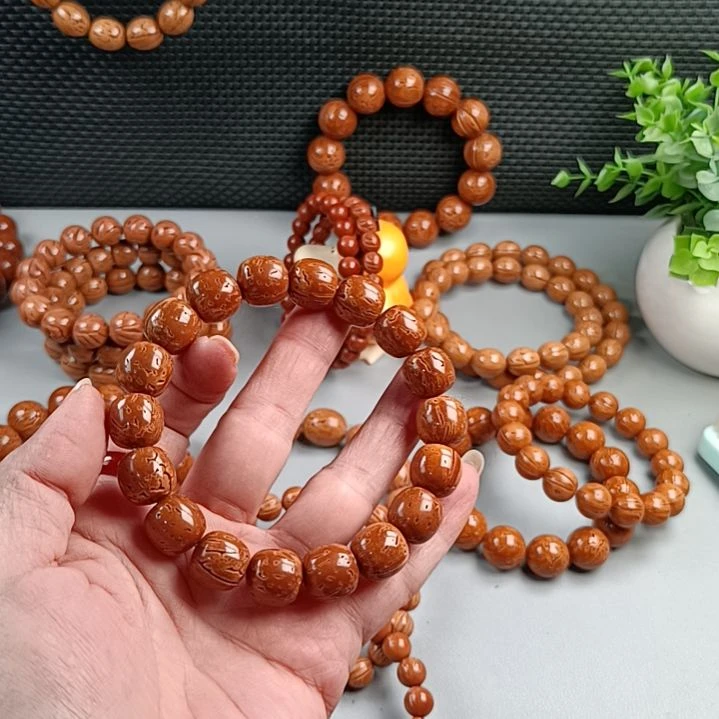 桃核手串铁籽密纹红魔桶珠13