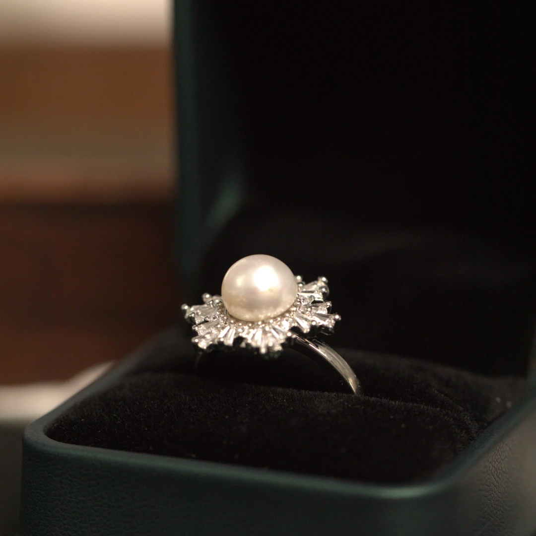 ZANINI雪花款天然淡水珍珠戒指1807b