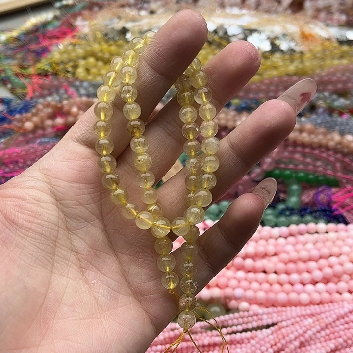 玛瑙/玉髓珠宝半成品未镶嵌一条6mm左右金发晶