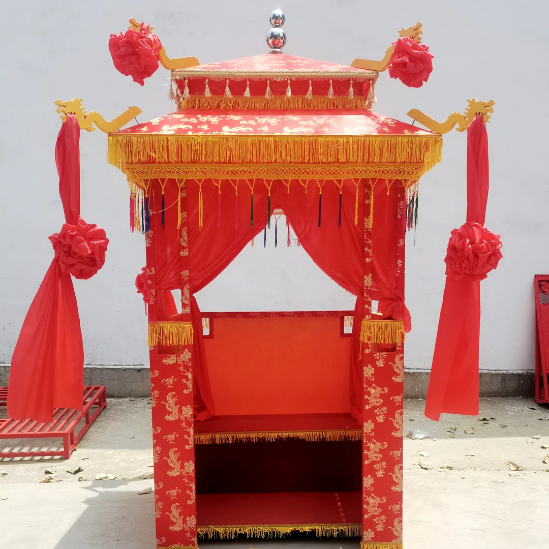 景区游览两人抬花轿游神抬神仙轿子结婚抬新娘新郎龙椅四人抬大轿
