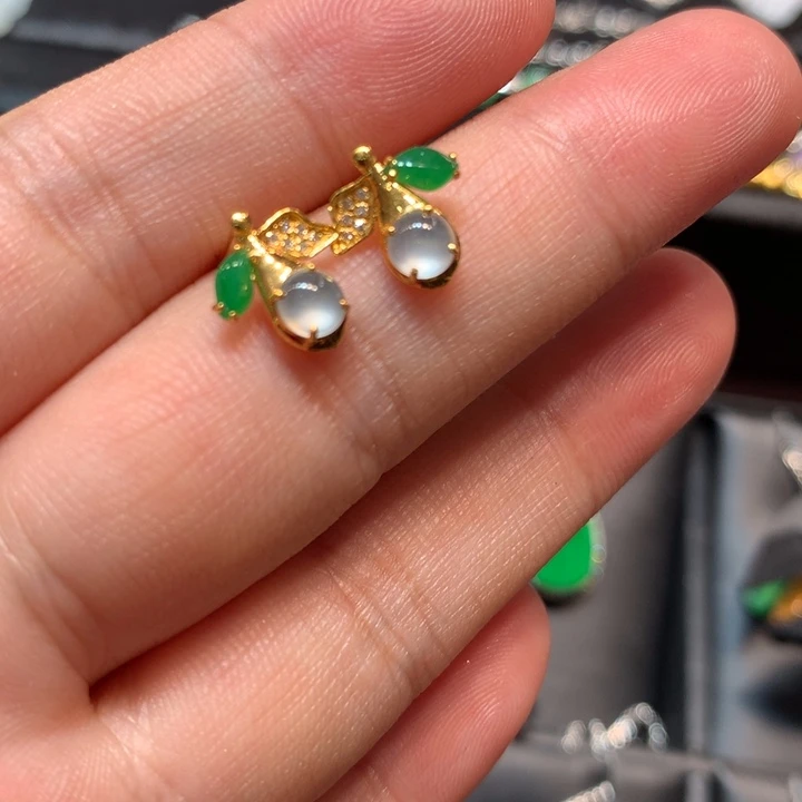 【闪购商品】18K金镶嵌翡翠耳饰翡翠