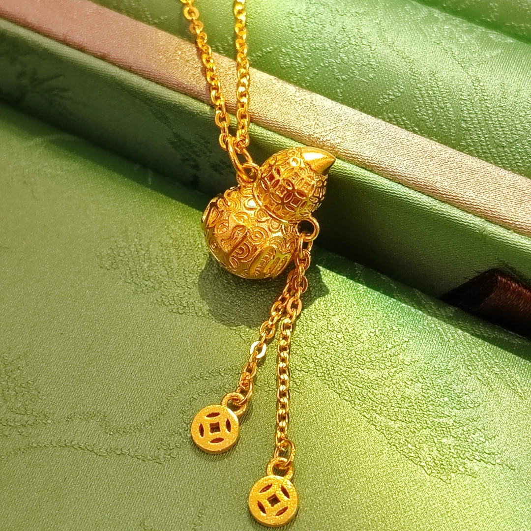 足金999素金流苏钱币葫芦套链
