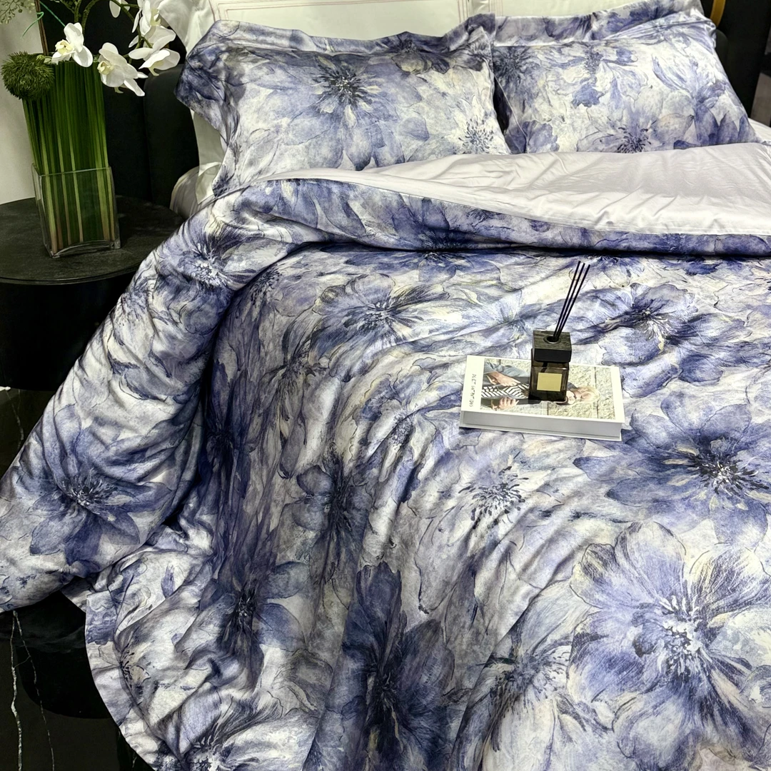 绣花夫人/蓝莲花/桑蚕丝/莫代尔/大牌设计/意式轻奢/四件套