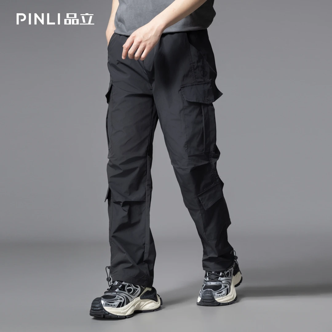 PINLI品立2025春季新款男士多口袋工装直筒休闲长裤潮GD252117240