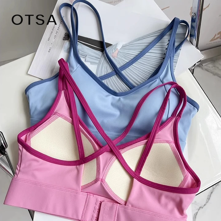 【OTSA】一体式固定罩杯运动内衣高度防震健身文胸防下垂瑜伽背心女