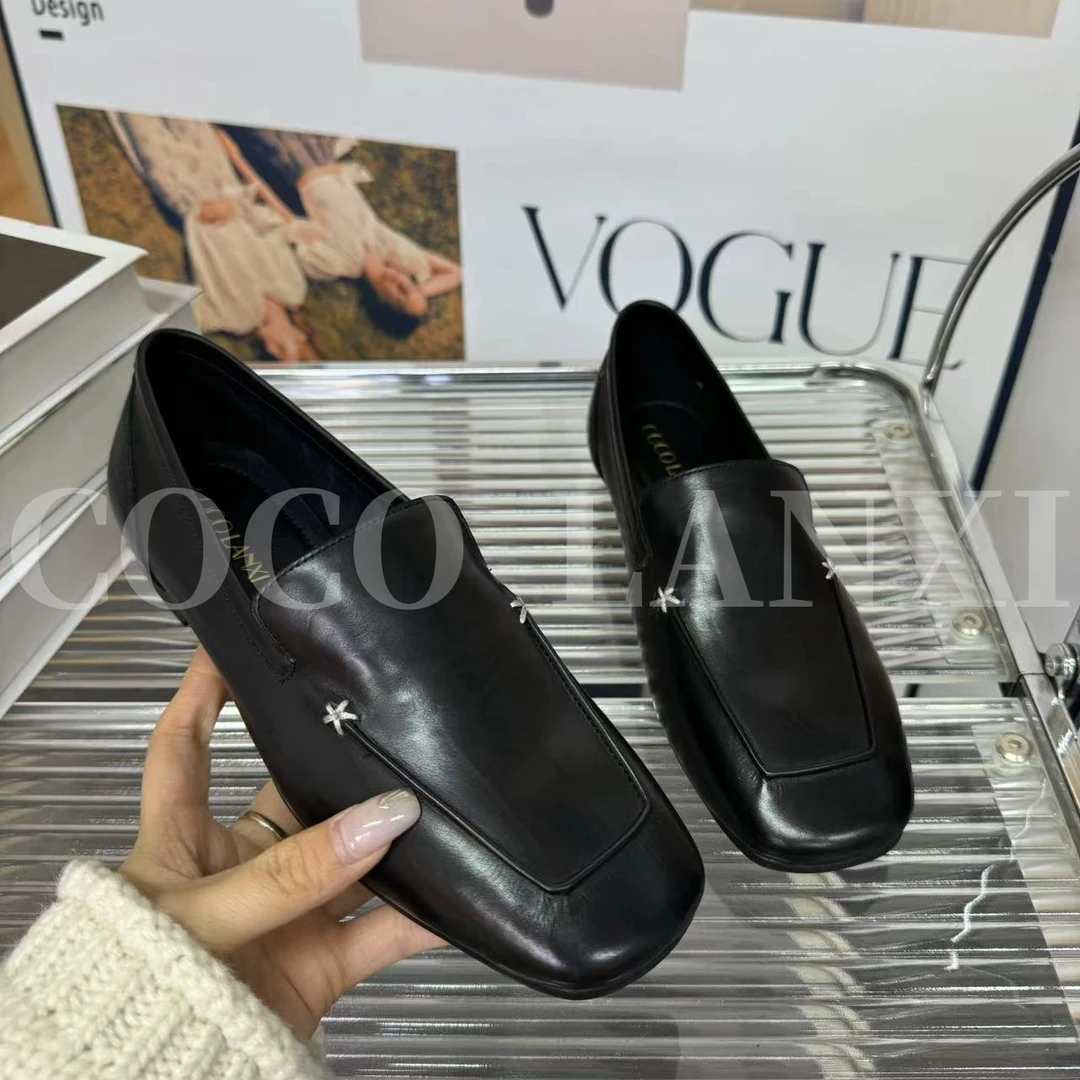 【COCO LANXI】舒适时尚百搭女士软底方头乐福鞋24LF680LX