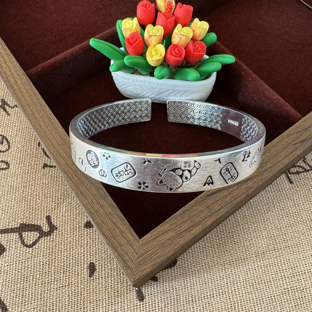 足银手镯 A06吉言经典款年轻国风复古可调节手镯古风时尚