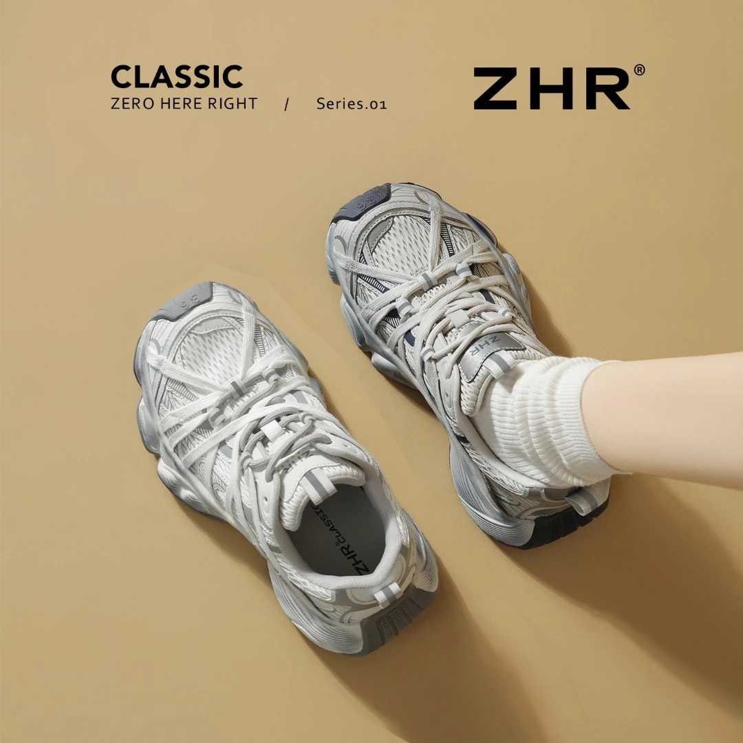 ZHR/则则4CM增高老爹鞋女2025网面百搭复古脏脏鞋厚底增高休闲鞋