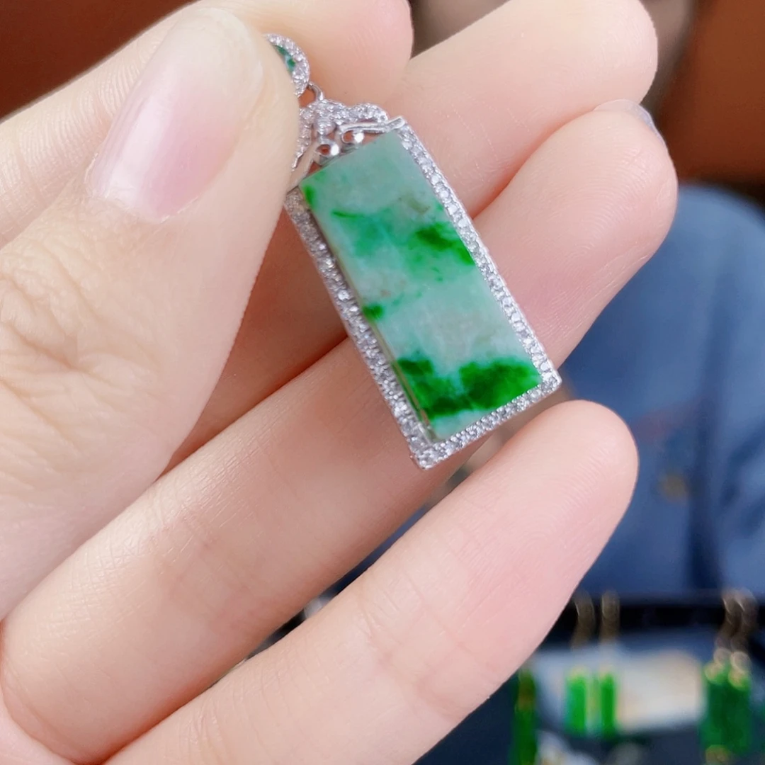 翡翠银S925镶嵌耳饰