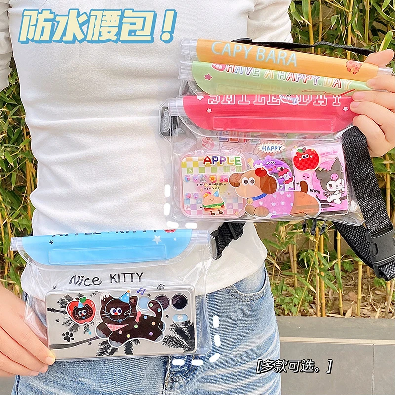 金铂喜卡通可爱防水袋包斜挎三折手机袋通用透明游泳漂流收纳