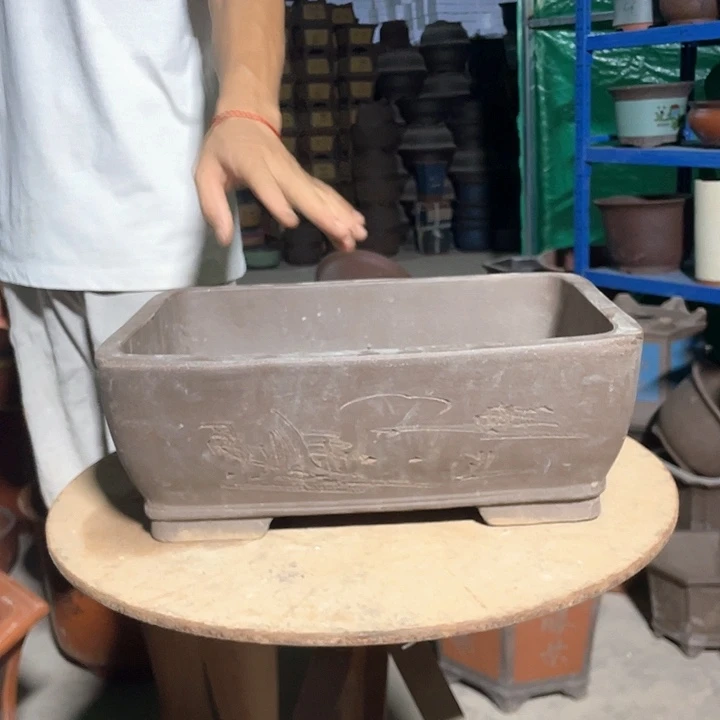 34紫泥圆角马槽花盆花盆