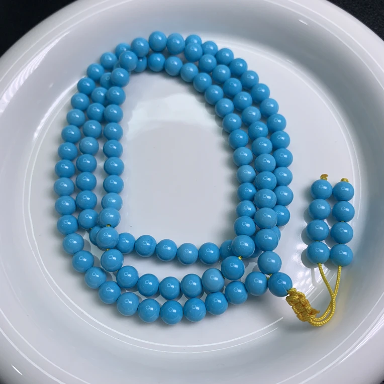 【松间甄选】湖北原矿原石原料时尚百搭手工DIY6mm蓝色圆珠108