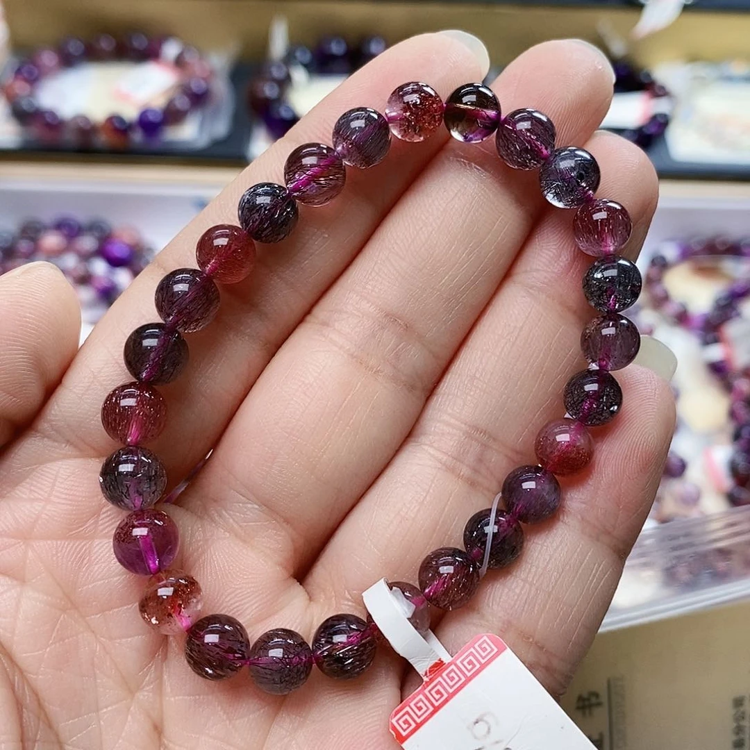 未镶嵌手链水晶7.4黑加仑超七C7002