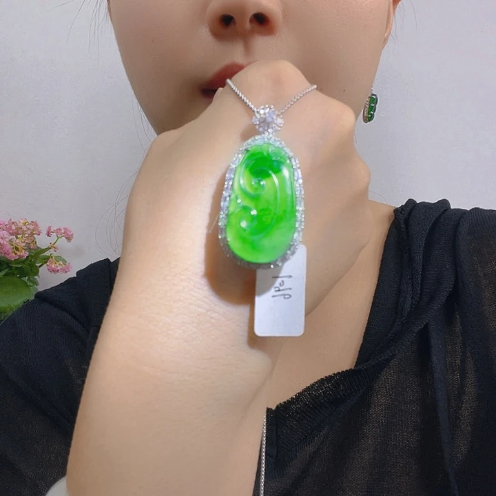 翡翠银S925镶嵌吊坠(不含链)