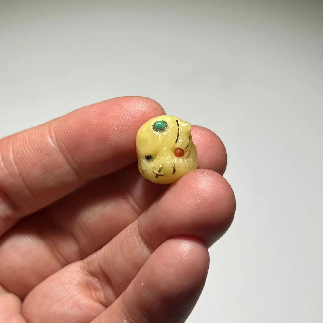 【Q4】精工蜜蜡阿呆铜丝镶嵌天地孔尺寸12mm左右