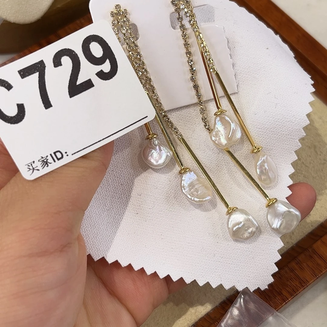 淡水珍珠耳饰合金